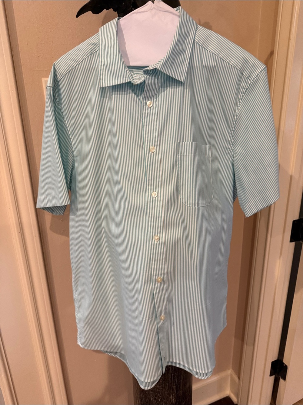 Vineyard Vines On The Go Men’s Sea foam Green & White Pinstripe Shirt